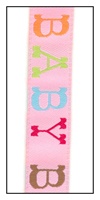 Baby on Pink Woven Ribbon 16mm