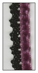 Mauve French Velvet with Black Lace Trim 15mm