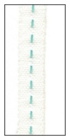 Cream Linen with Aqua Stitched Center 12mm