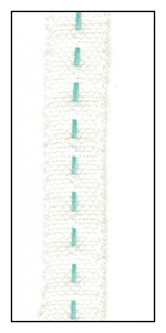 Cream Linen with Aqua Stitched Center 12mm