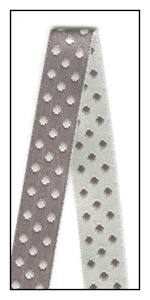 Polka dots woven onto the reversible ribbon 10mm