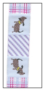 Little Dogs on Patchwork Woven Ribbon 22mm