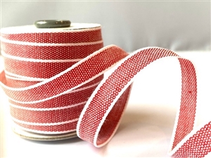 Red with White Italian Drittofilo Ribbon 10mm