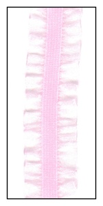 Baby Pink Organdy Double Ruffle on Elastic 16mm