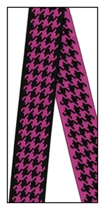 Hot Pink and Black Houndstooth Reversible Woven Ribbon 35mm