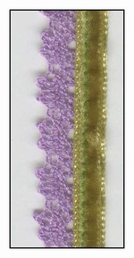 Lime French Velvet with Lavender Lace Trim 15mm