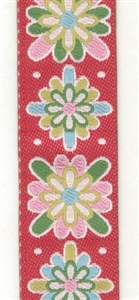 Holiday Motif on Red Woven Ribbon. 22mm