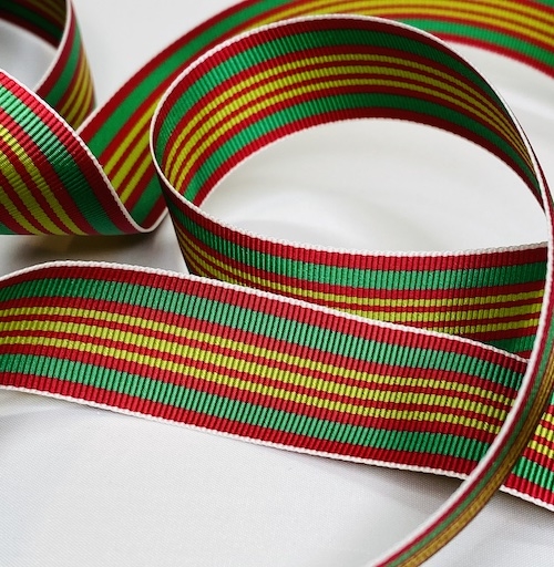 Christmas Colors Striped Grosgrain Ribbon 24mm